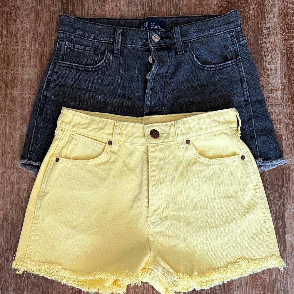 GAP and Wrangler Women's Jean Shorts in Black and Yellow